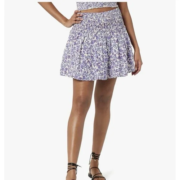The Drop Purple Paisley Rosalia Smocked Waist Mini Skirt Size XXL NWT - Picture 1 of 14